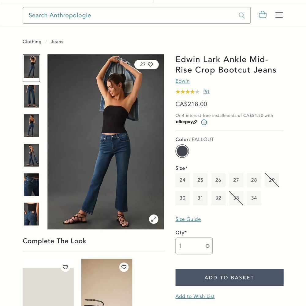 EDWIN Lark Ankle Mid-Rise Crop Bootcut Jeans